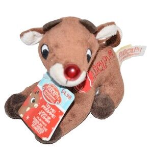 Vtg Dan Dee Plush 5" Rudolph the Red Nosed Reindeer Stuffed Animal Sings READ